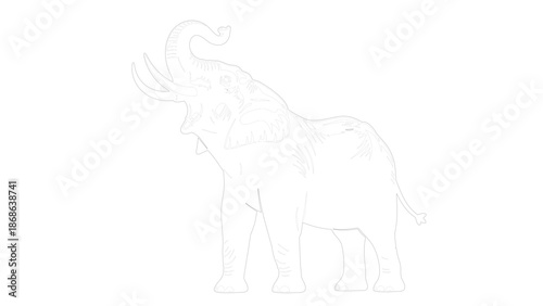 Stylized Elephant Illustration in High Contrast Monochrome