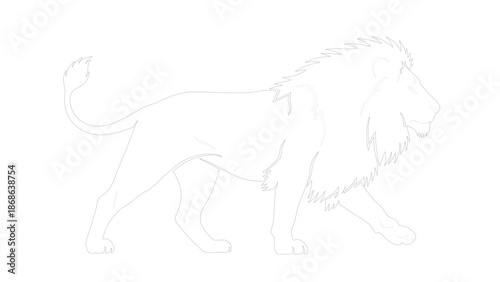 Stylized Lion Silhouette with Dotted Line Art Design