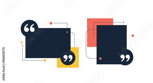 Modern quote box templates with speech marks and geometric accents provide a stylish way to highlight testimonials and important text.