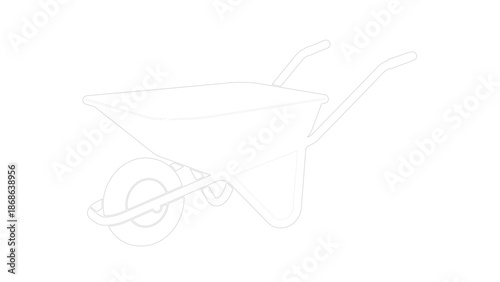 Minimalist Line Art Wheelbarrow on Solid Dark Surface