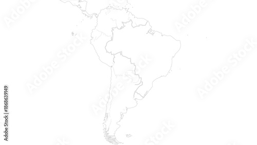 Minimalist Map of South America with River Highlights