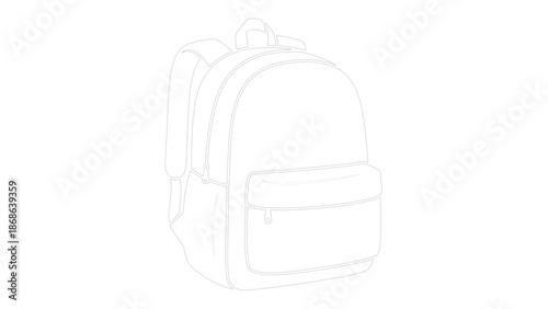 Detailed Black and Gray Backpack Sketch Illustration