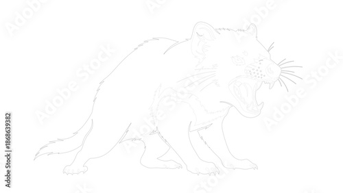 Black Wolf Silhouette Attacking a Skeleton in a Dark Scene