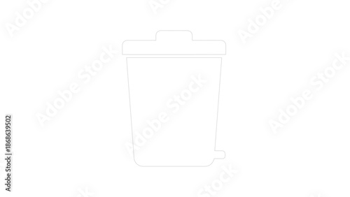 Minimalist Wireframe Trash Can on Solid Dark Surface