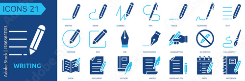 Writing icon collection set