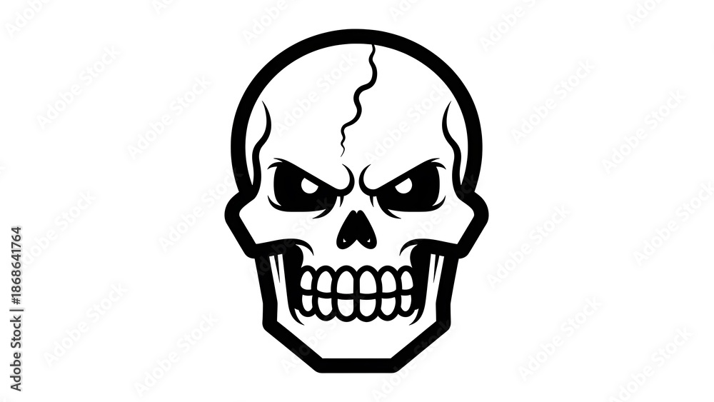 Obraz premium Menacing Skull Illustration with Angry Expression.