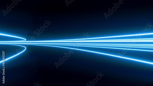 Abstract speed neon lines. Abstract flying in futuristic corridor with triangles background, fluorescent ultraviolet light, colorful laser neon lines, geometric endless tunnel. 3D render