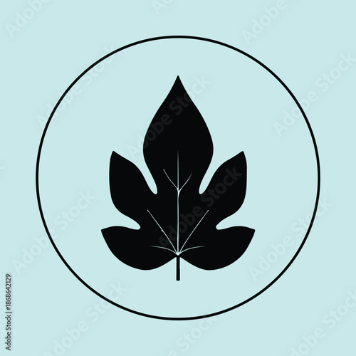 Silhouette Fig Leaf Icon in Minimalist Circle Shape Vector Illustration