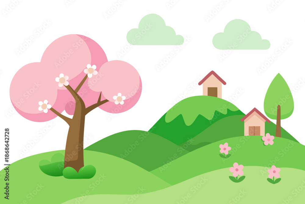 Fototapeta premium vector illustration of a rural landscape