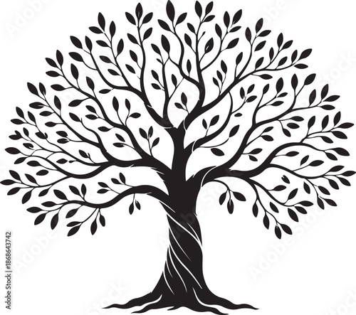 Olive tree silhouette icon isolated on white background