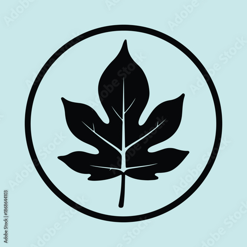 Silhouette papaya leaf inside a circle vector illustration