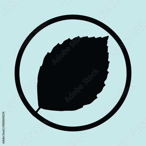 Silhouette Simple Leaf Logo Design in Circle Frame Vector Illustration