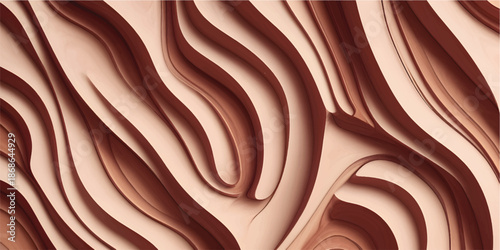 Smooth dark brown wood texture pattern with cream and gold swirls for a luxurious wallpaper design