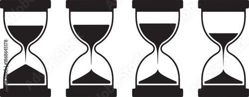 Sand watch icon set. Hourglass symbol. Flat vector illustration