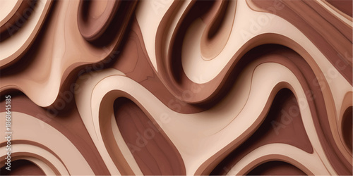 Dark brown wood grain texture background with smooth cream and gold flowing design for luxury wallpaper, interior styling, furniture finishes and premium decorative surfaces