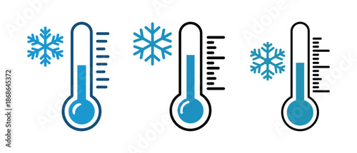 thermometer and snowflake temperature icons, vector illustration