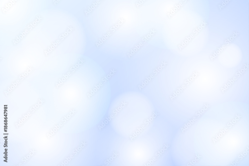 Fototapeta premium 光と丸いぼかしが重なる淡い水色の幻想的な抽象背景イラスト
