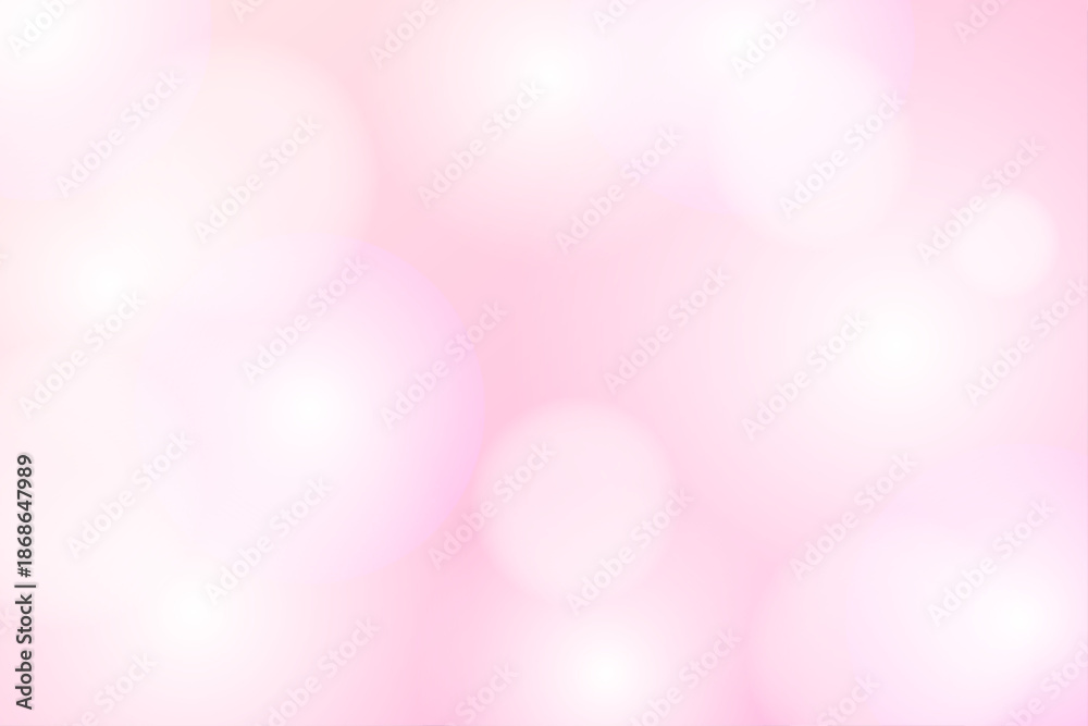 Fototapeta premium 光と丸いぼかしが重なる淡いピンクの幻想的な抽象背景イラスト