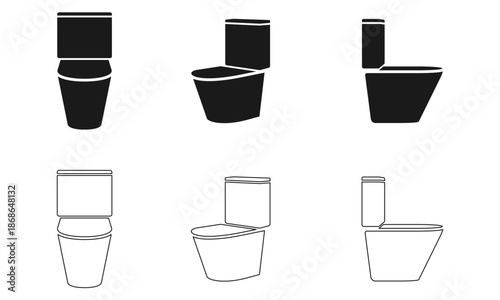 toilet icon set with different view vector illustration isolated on white background.