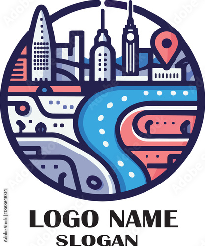 Mapa buenos aires logo icon vector white background .