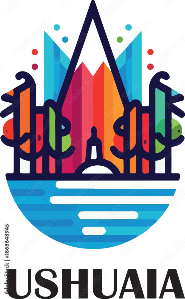 Obraz premium Ushuaia color logo icon vector white background 