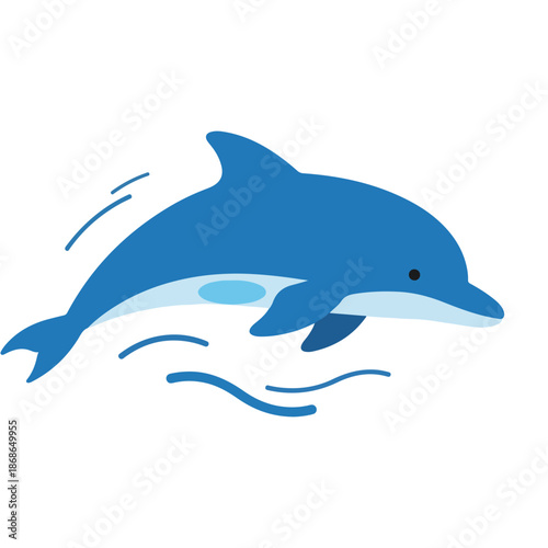 Vector illustration of a cute blue dolphin and shark swimming in the white ocean water, featuring isolated marine life animals like fish and whales in a cartoon underwater nature scene