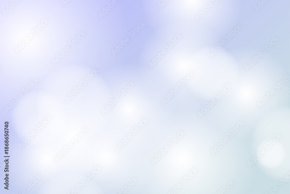 Obraz premium 光と丸いぼかしが重なる淡い青の幻想的な抽象背景イラスト
