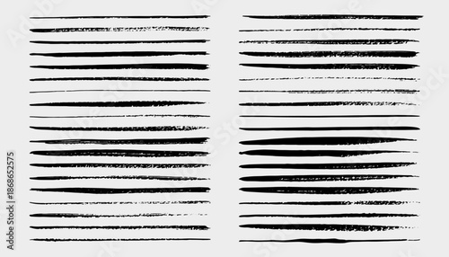 brush set of black and white lines. Big collection of black paint ink brush strokes brushes lines grungy. Dirty artistic. Vector illustration. Isolated on white background