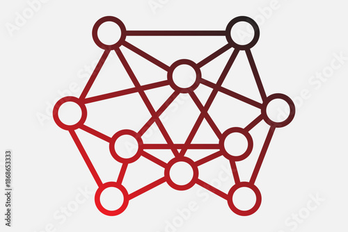 The image shows a modern network icon composed of multiple connected nodes linked by straight lines.