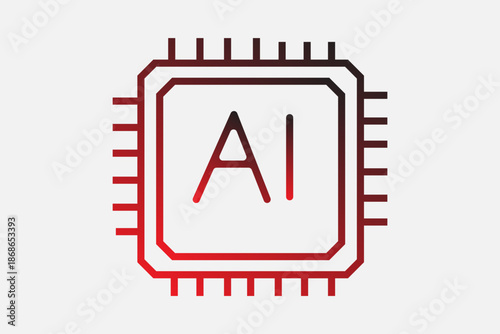 This icon depicts a microchip or Central Processing Unit (CPU) specifically labeled for Artificial Intelligence.
