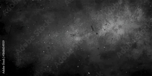 A dark grunge wall texture with black smoke and vintage gray paper patterns creates an old surface design backdrop