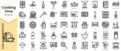 Set of cooking-time Icons. Simple Outline style icons pack. Vector illustration