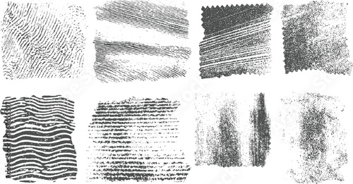 Abstract grunge textures and distressed paper including fingerprint patterns and rough fabric-like surfaces for backgrounds