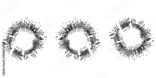Sound wave, circular equalizer icons, round music soundwave shape, concentric energy burst.