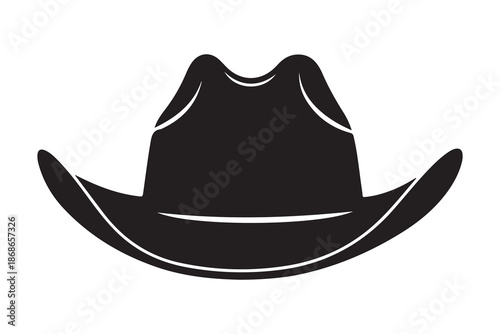 Classic black silhouette of a traditional western cowboy hat on a clean white background Vector