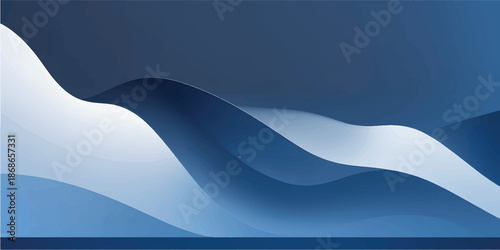 A flowing blue abstract wave background features a curved digital motion design with light lines and a water pattern to create a modern sea ocean wallpaper backdrop