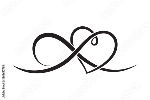 Intertwined infinity and heart symbol symbolizing eternal love and connection Vector