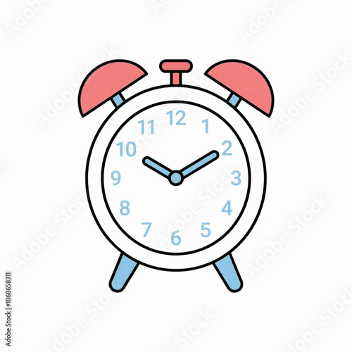 Vintage Analog Alarm Clock with Twin Bell Vector Illustration