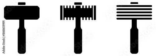 minimalist safety razor icon set