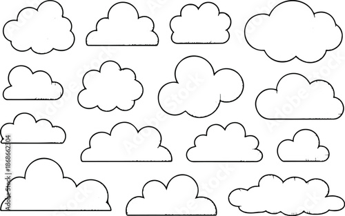 Comic Smoke & Puff Outline Icon Set Fart Clouds, Whoosh, and Air Motion