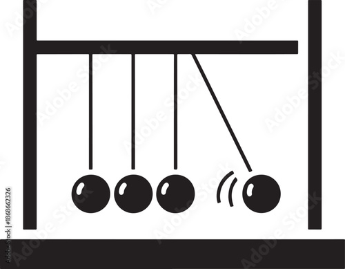 Newtons cradle illustration with swinging balls on