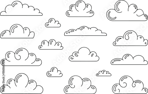 Comic Smoke & Puff Outline Icon Set Fart Clouds, Whoosh, and Air Motion