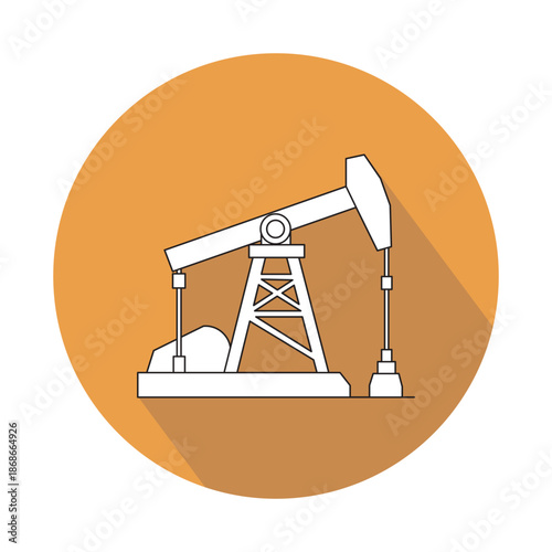 Oil Pumpjack Icon Modern Flat Vector Graphic of Energy Extraction Fuel Production Industry Drilling and Global Power