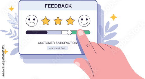 A hand interacting with a digital feedback or rating interface on a screen