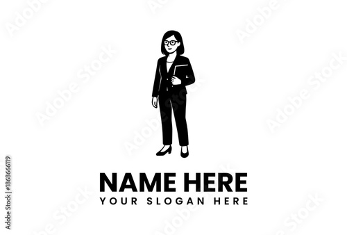 Professional Woman in Business Attire Holding a Folder Smiling Confidently.