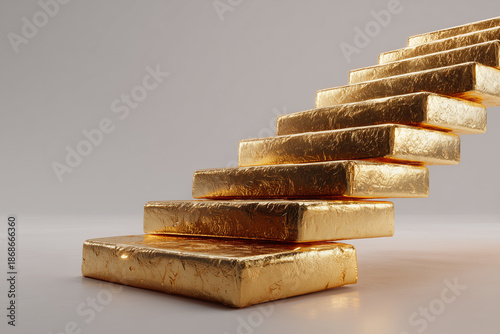 Financial growth and investment concept with gold assets