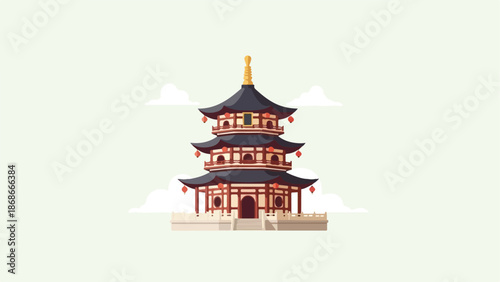 Traditional Chinese Pagoda Architecture Building Structure.