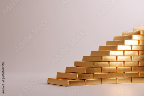Financial growth and investment concept with gold assets