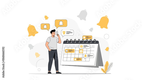 Man Gets Calendar Notifications and Reminders for Appointments, Planning Ahead