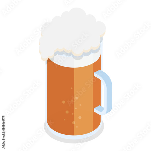 3D Isometric Flat Vector Illustration of Types Of Beer, Beverages in Recommended Glasses. Item 6